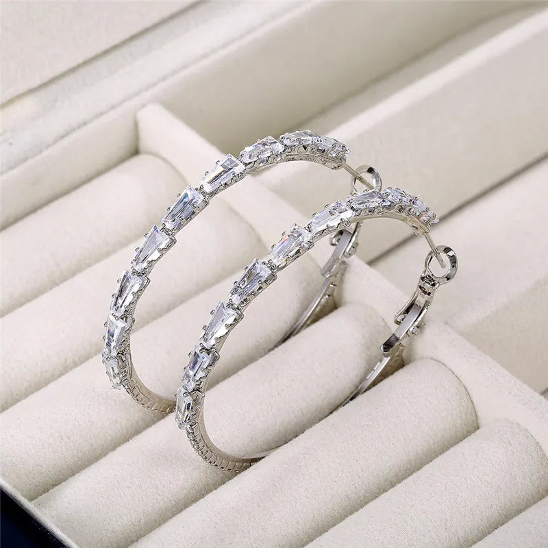 TOBILO 925 Sterling Silver CZ Hoop Earrings